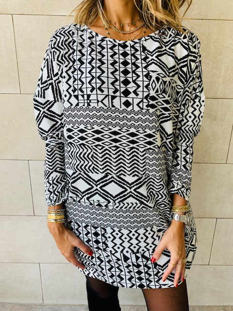 Monochrome Tribal Knit Tunic