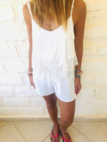 White Lace Trim Playsuit