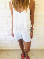 White Lace Trim Playsuit