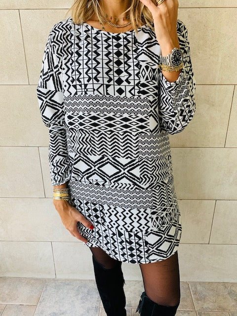 Monochrome Tribal Knit Tunic
