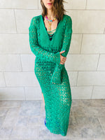 Green Cross Crochet Dress