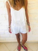 White Lace Trim Playsuit