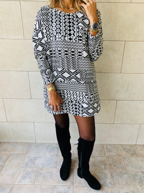 Monochrome Tribal Knit Tunic
