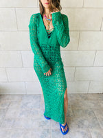 Green Cross Crochet Dress
