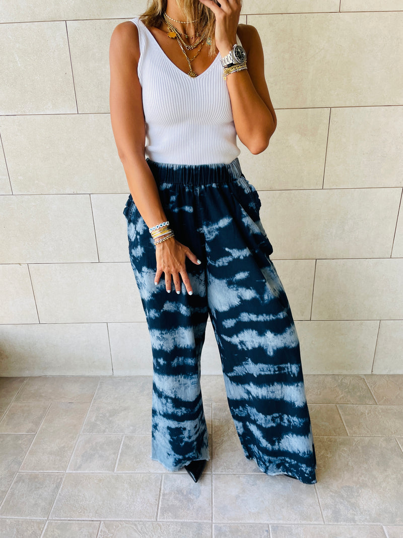 Tie Dye Denim Flare Pants