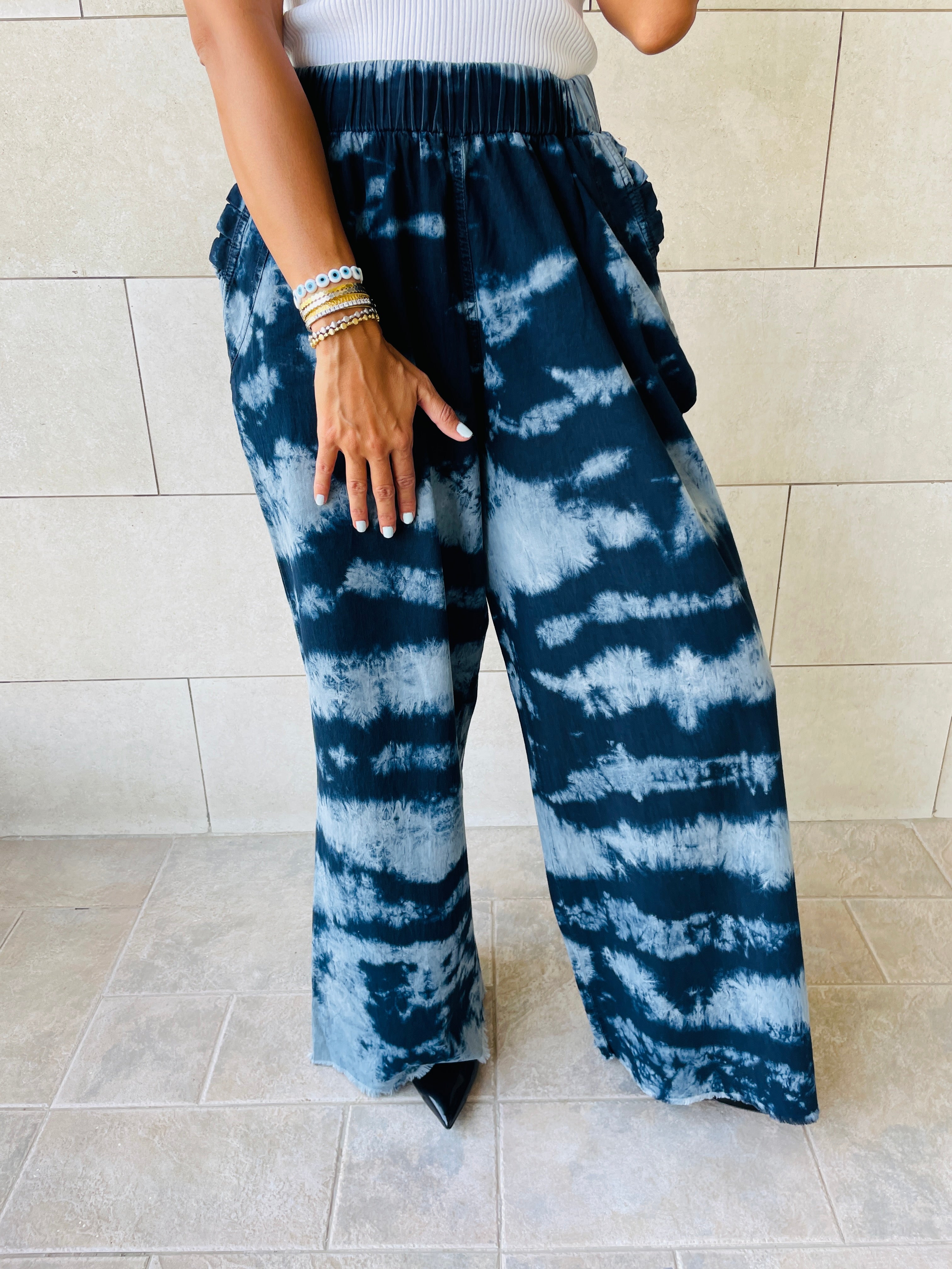 Tie Dye Denim Flare Pants