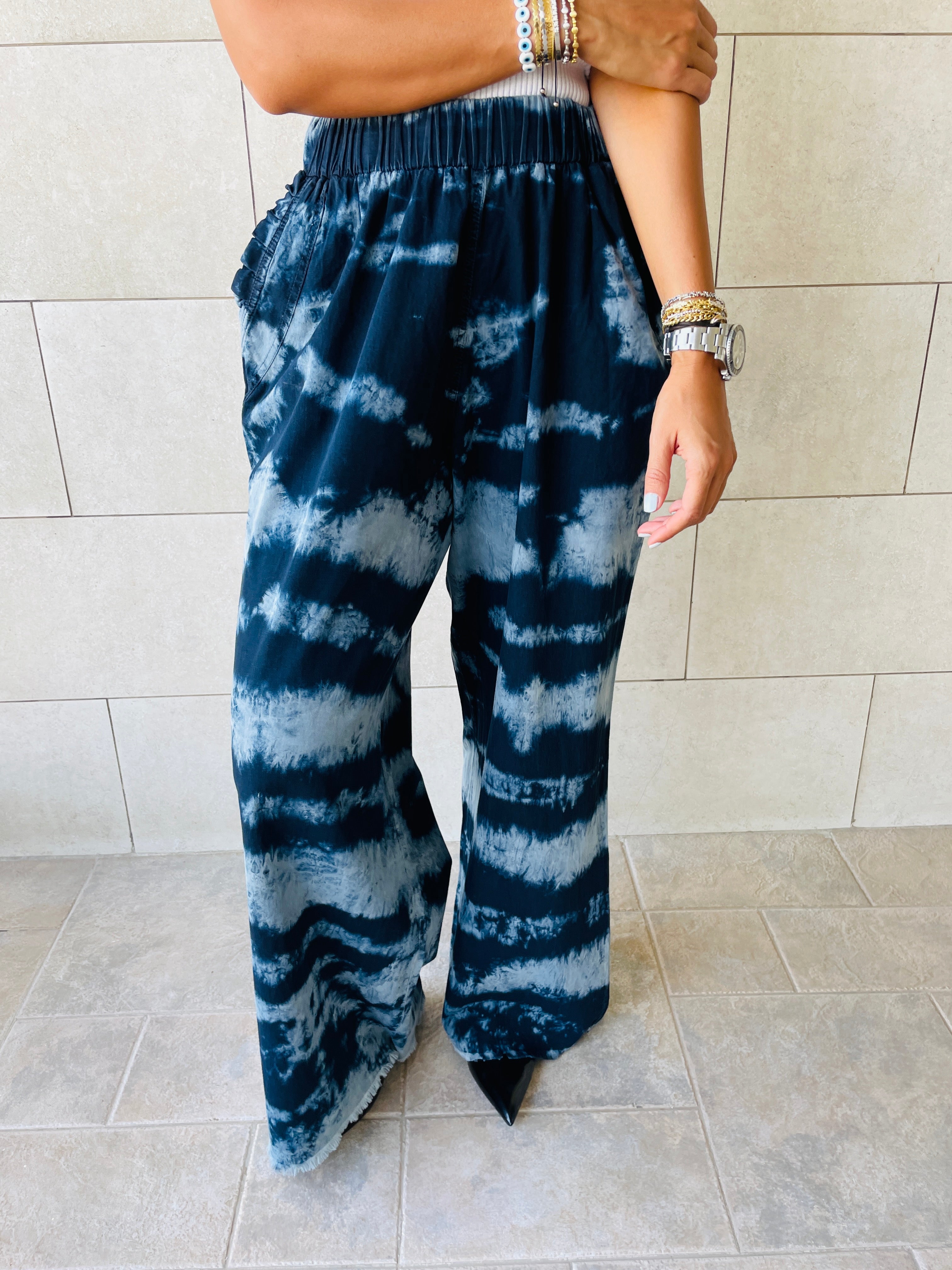 Tie Dye Denim Flare Pants