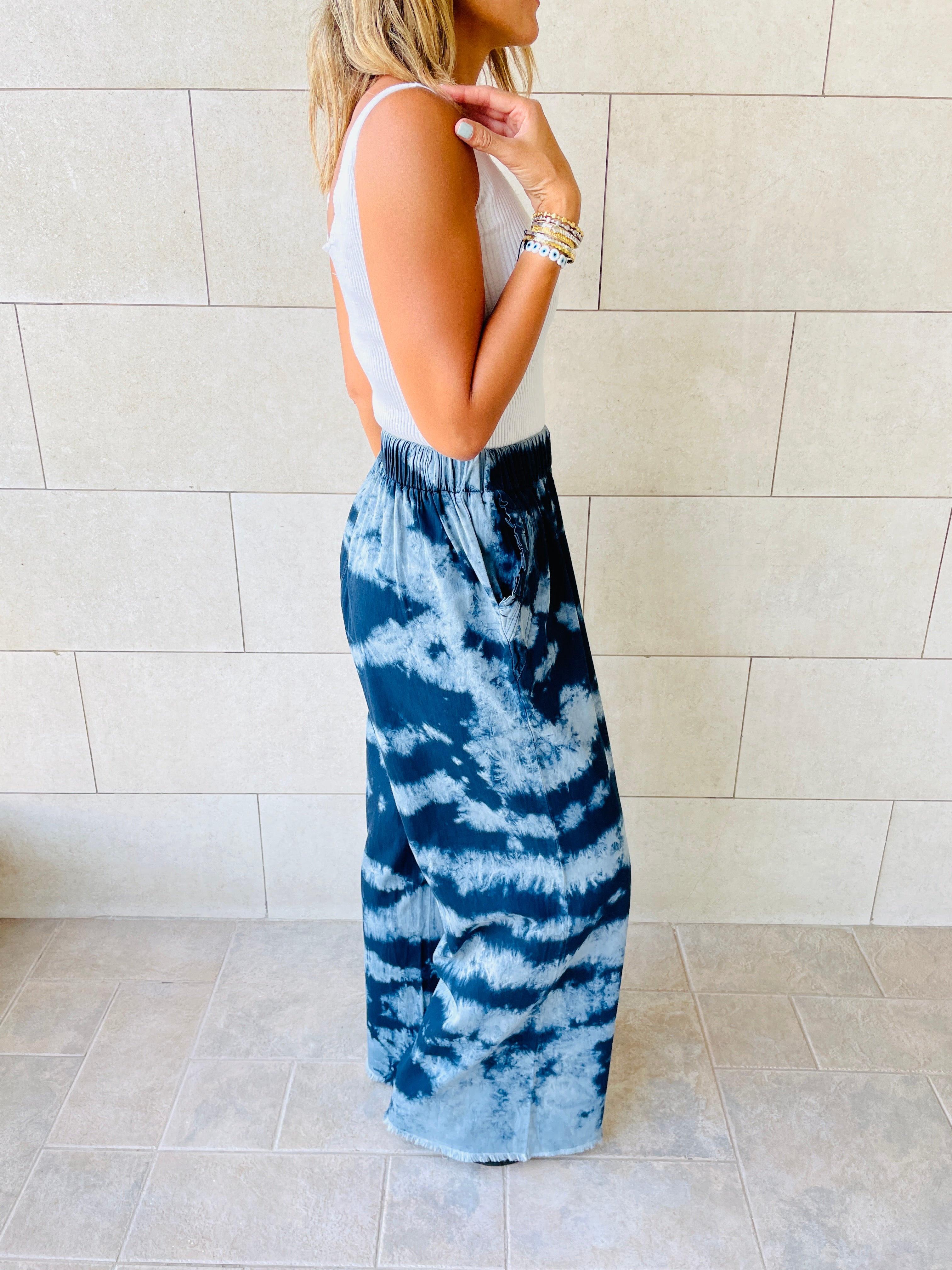 Tie Dye Denim Flare Pants