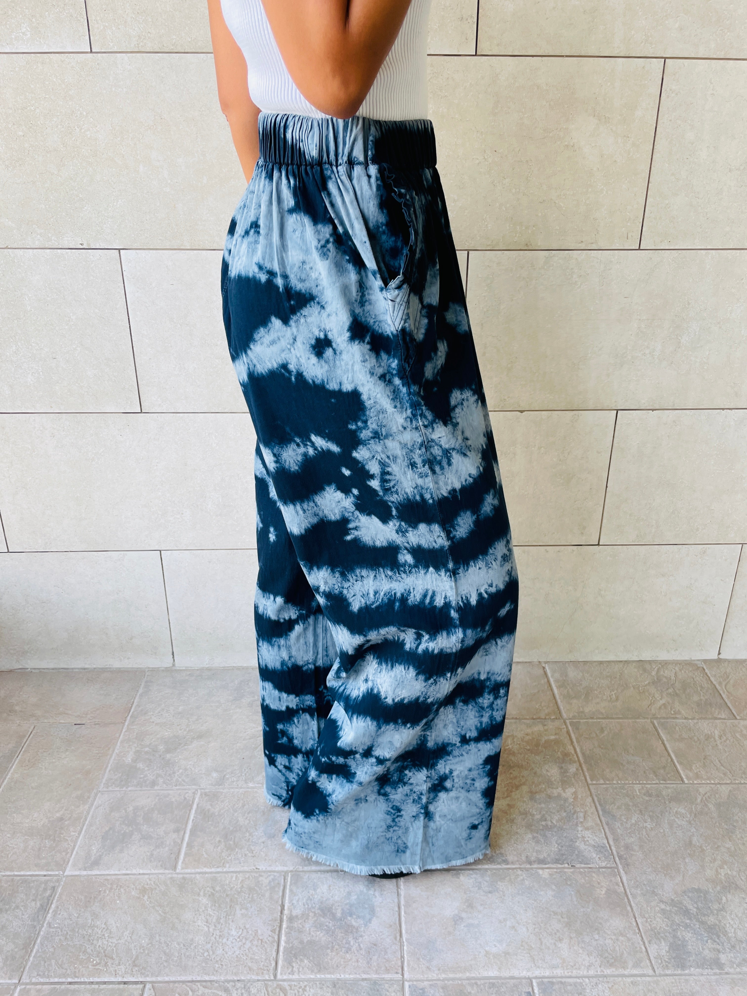 Tie Dye Denim Flare Pants
