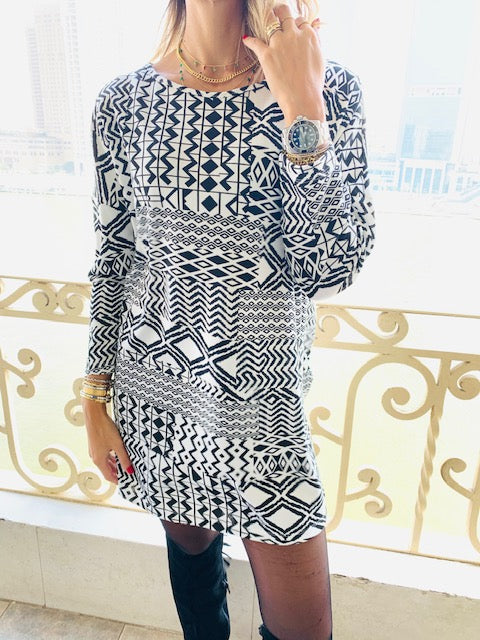 Monochrome Tribal Knit Tunic