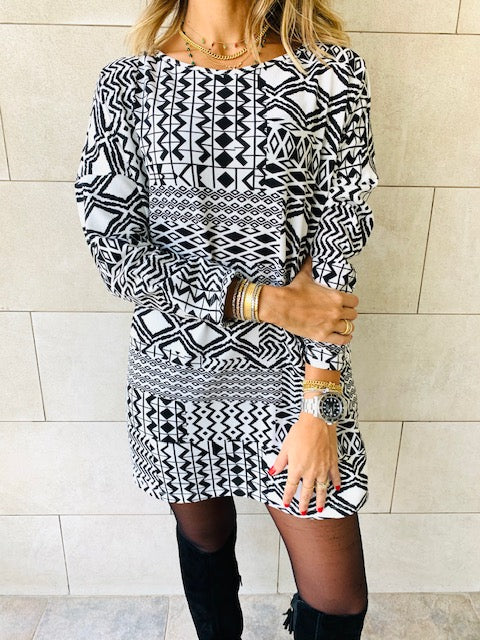 Monochrome Tribal Knit Tunic
