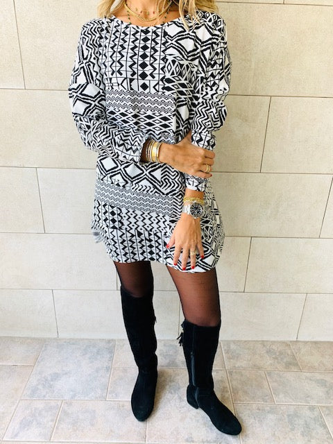 Monochrome Tribal Knit Tunic