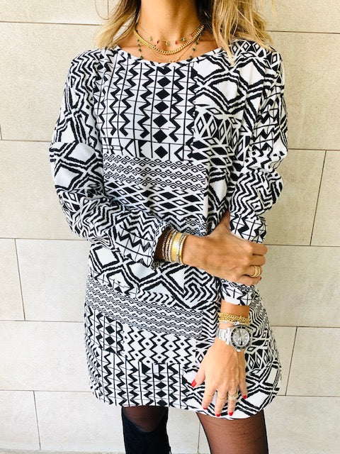 Monochrome Tribal Knit Tunic
