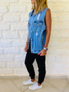 Ripped Blue Denim Vest