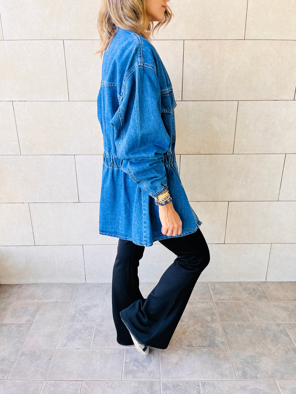 Washed Dark Double Button Denim Jacket