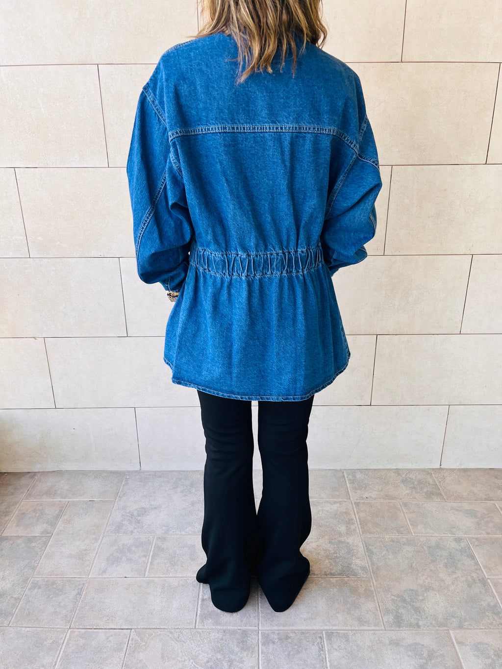 Washed Dark Double Button Denim Jacket