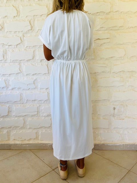 White Drawstring City Dress
