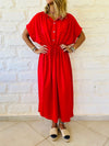 Red Drawstring City Dress