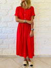Red Drawstring City Dress