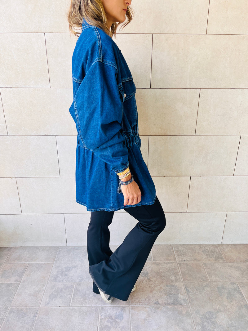 Dark Blue Double Button Denim Jacket