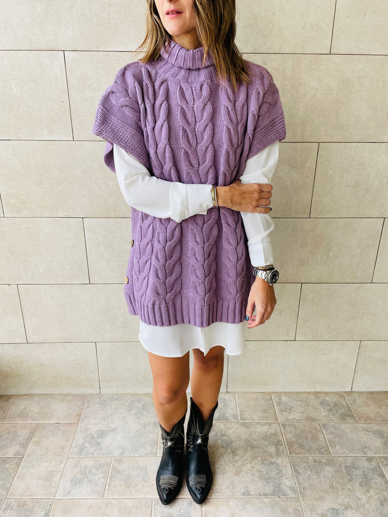 Lilac Kate Cable Poncho