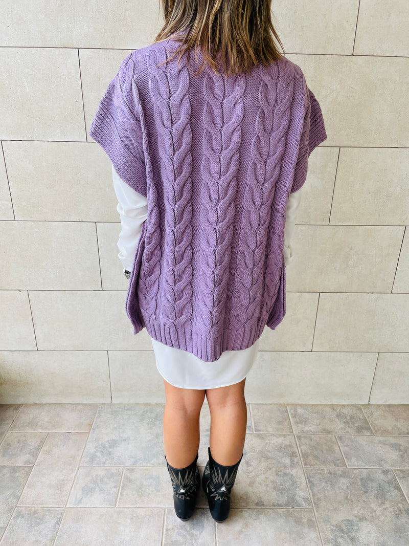 Lilac Kate Cable Poncho