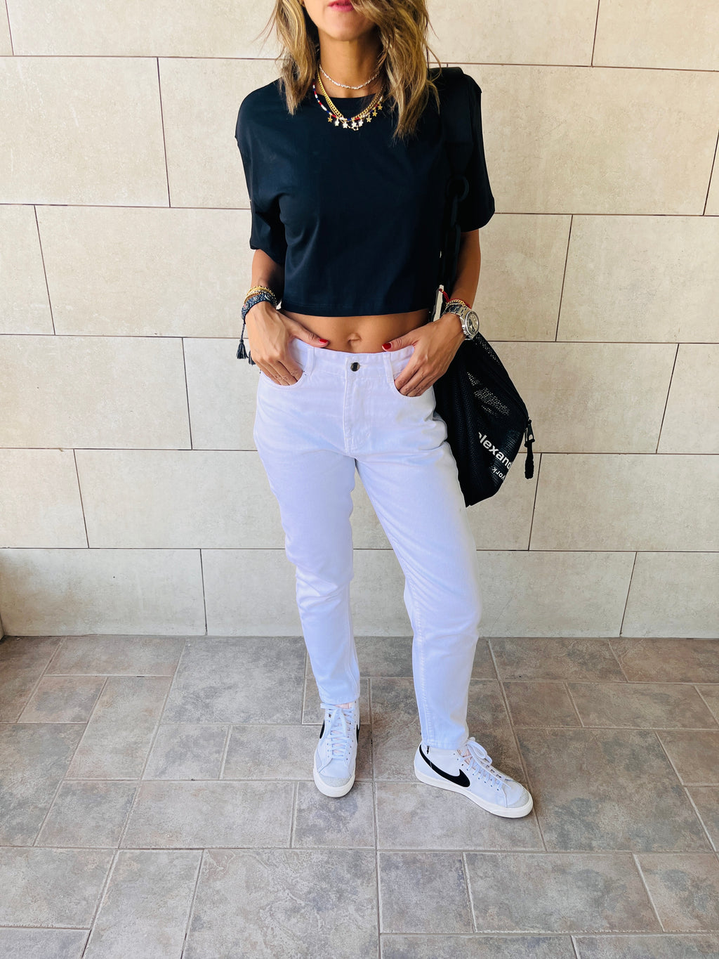 White Colored Mom Jeans
