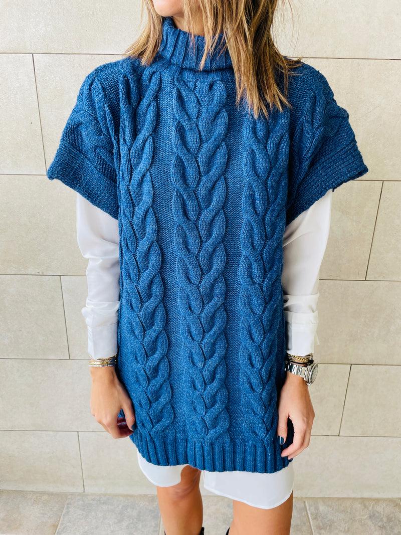 Blue Kate Cable Poncho
