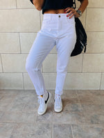 White Colored Mom Jeans