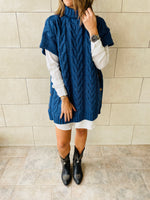 Blue Kate Cable Poncho