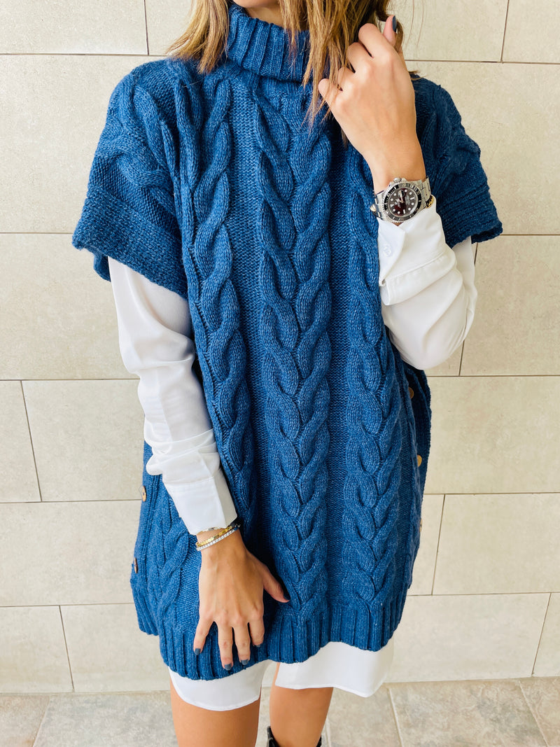 Blue Kate Cable Poncho