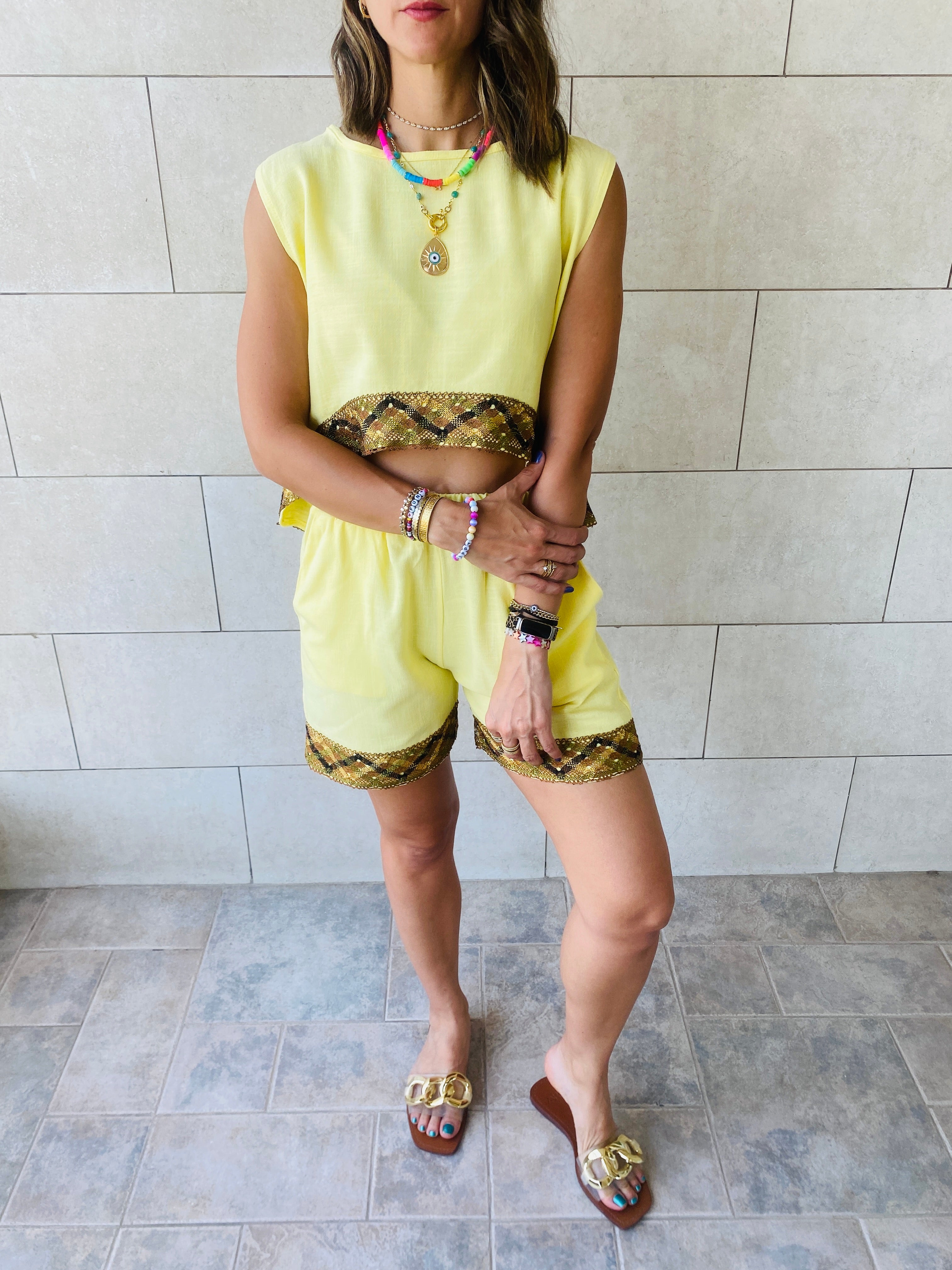 Yellow Carmen Beach Set