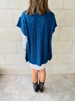 Blue Kate Cable Poncho