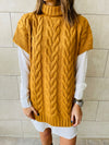 Mustard Kate Cable Poncho
