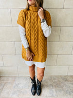 Mustard Kate Cable Poncho