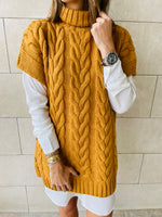 Mustard Kate Cable Poncho