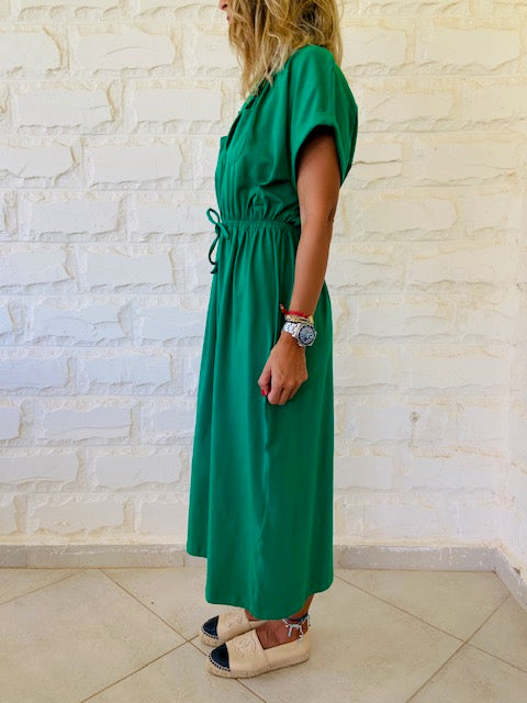 Green Drawstring City Dress