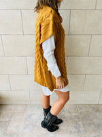 Mustard Kate Cable Poncho