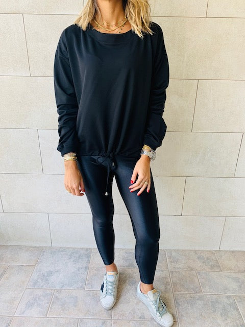 Black Drawstring Sweatshirt