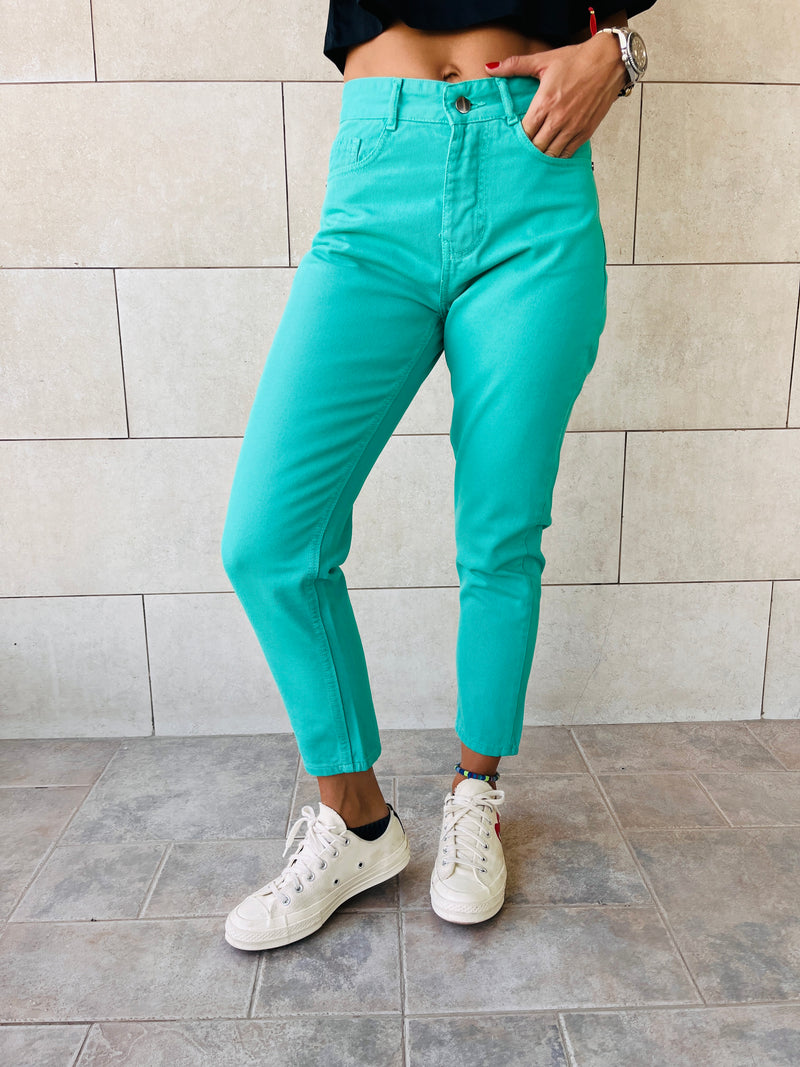 Green Colored Mom Jeans