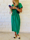 Green Drawstring City Dress