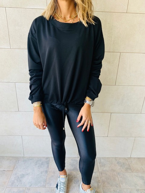Black Drawstring Sweatshirt