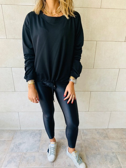 Black Drawstring Sweatshirt