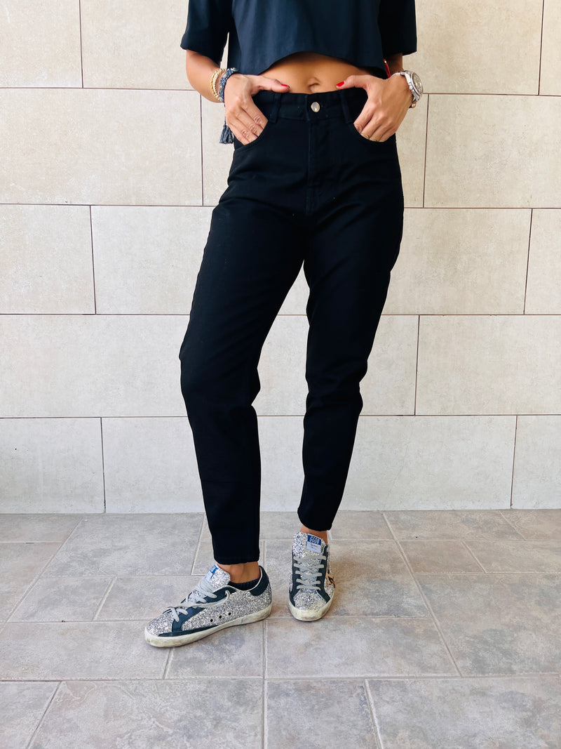Black Colored Mom Jeans