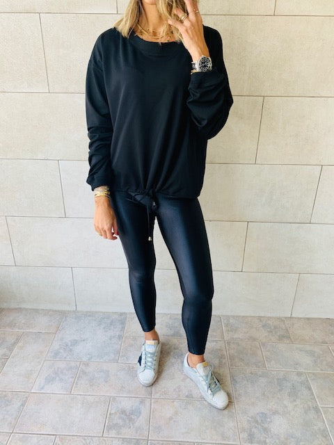 Black Drawstring Sweatshirt