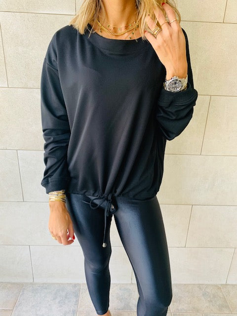 Black Drawstring Sweatshirt