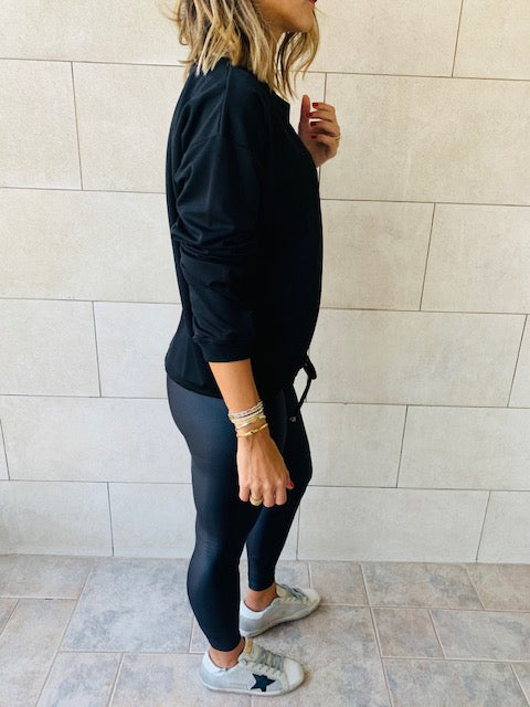 Black Drawstring Sweatshirt
