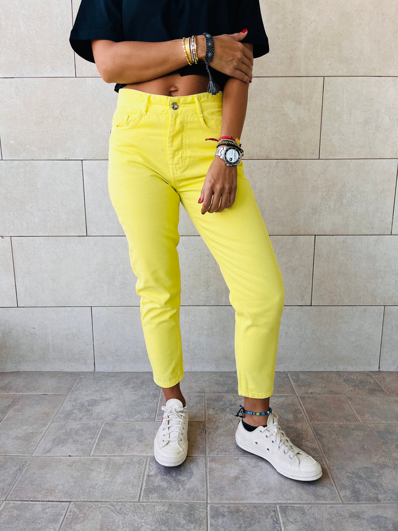 Yellow Colored Mom Jeans