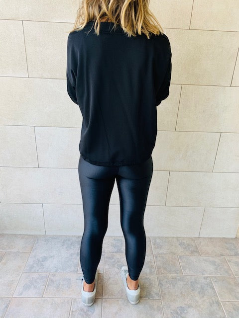 Black Drawstring Sweatshirt