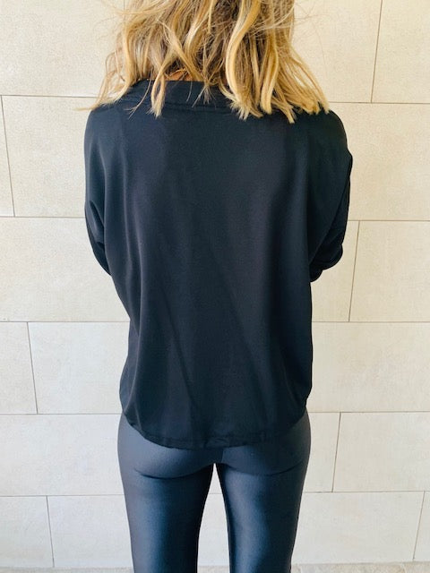Black Drawstring Sweatshirt